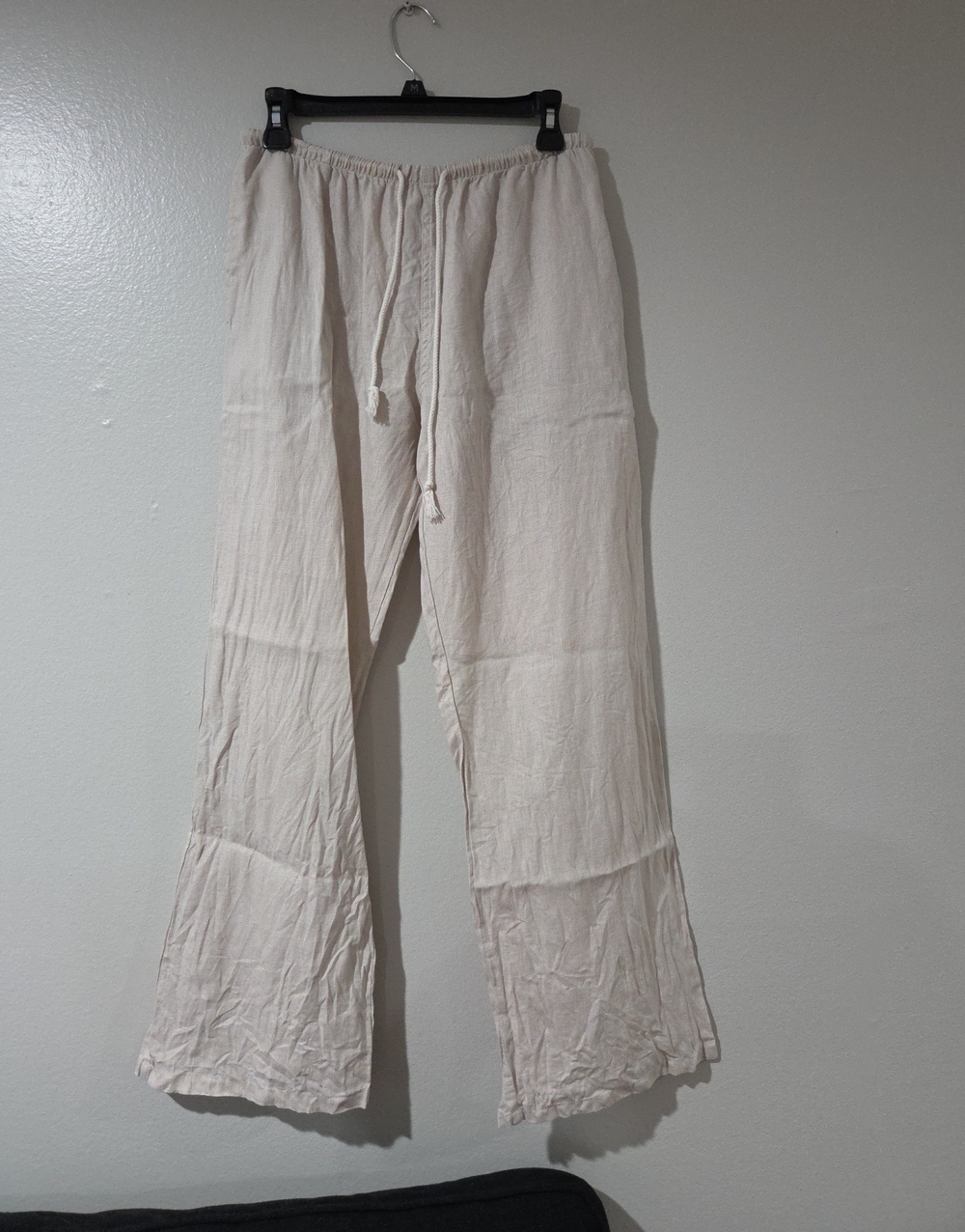 Brandy Melville/John Galt Light Beige Drawstring Wide-Leg Pants